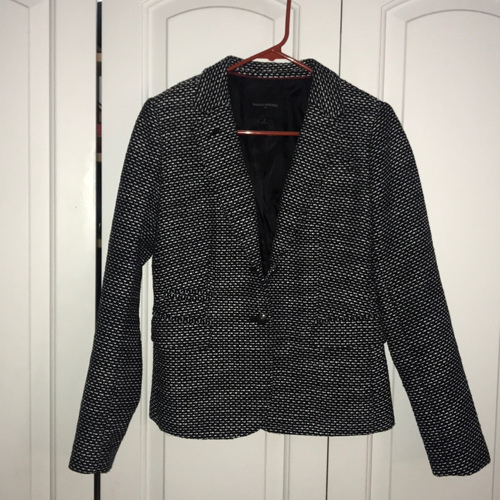 Black and White Woven Blazer